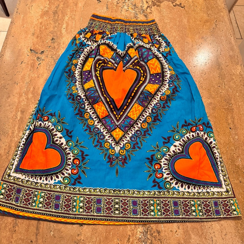 SWTI Colorful A Line Skirt with Heart Patterns Womens XXXL